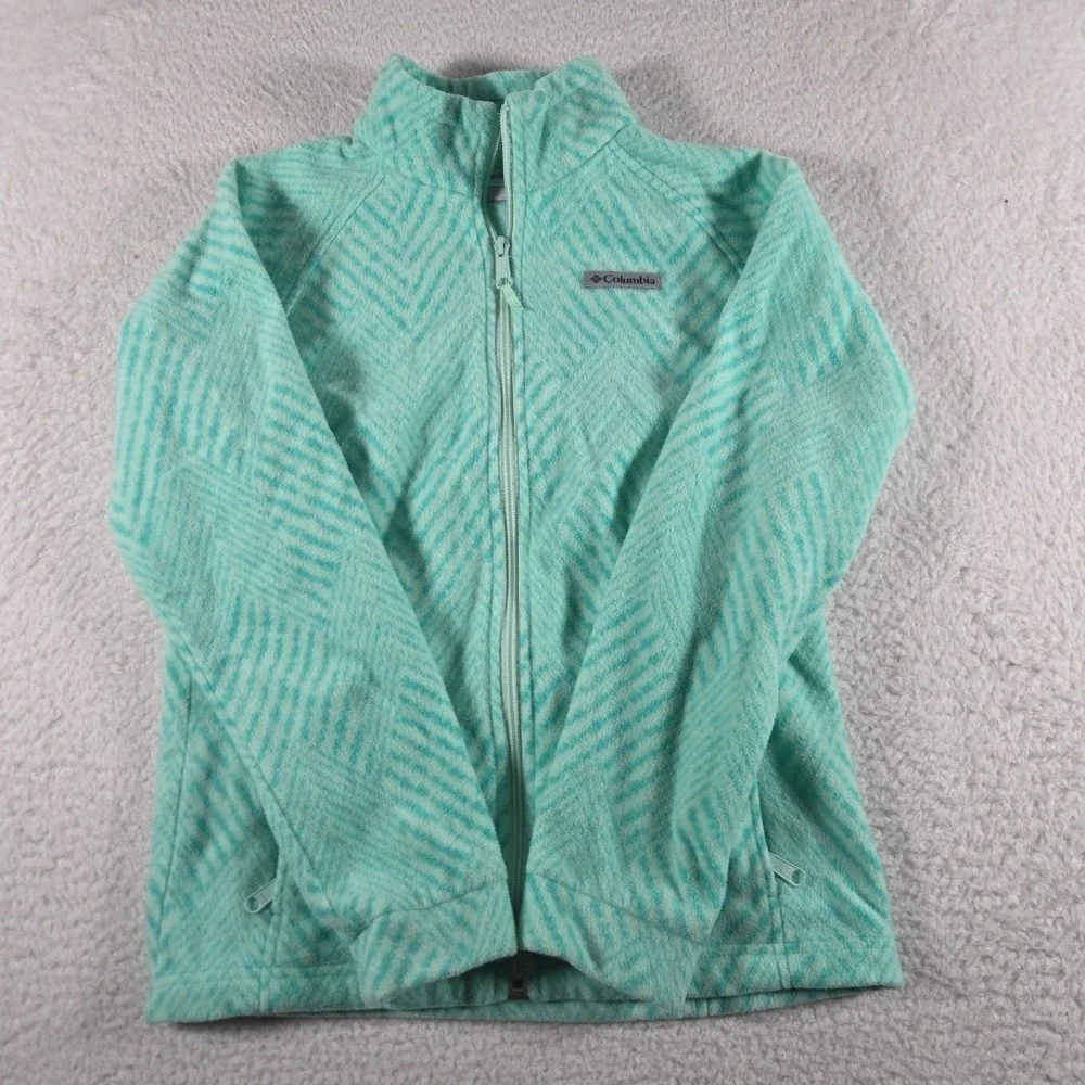 Columbia Benton Springs Fleece Jacket Kids Girls Sz Large 14/16 Green Full Zip